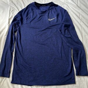 Nike dry fit men’s running shirt, long sleeve, dark blue shirt